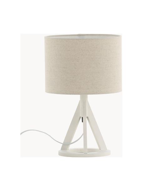 Lámpara de mesa grande Kona, Pantalla: lino, Cable: plástico, Blanco, Ø 25 x Al 51 cm