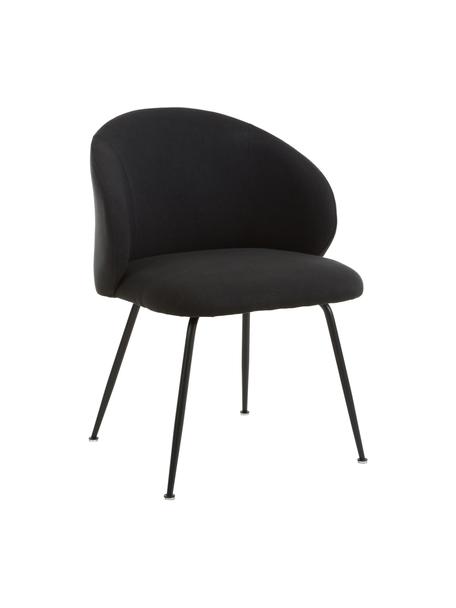 Gestoffeerde stoelen Luisa in zwart, 2 stuks, Bekleding: 100% polyester, Poten: gepoedercoat metaal, Geweven stof zwart, B 59 x D 58 cm