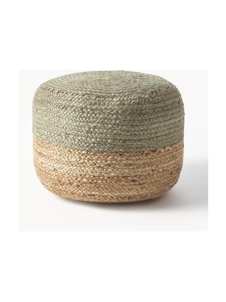 Ręcznie wykonany puf  z juty Bono, Tapicerka: juta, Miętowozielony, beżowy, Ø 50 x W 36 cm
