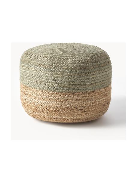 Handgefertigter Pouf Bono aus Jute, Bezug: Jute, Mintgrün, Beige, Ø 50 x H 36 cm