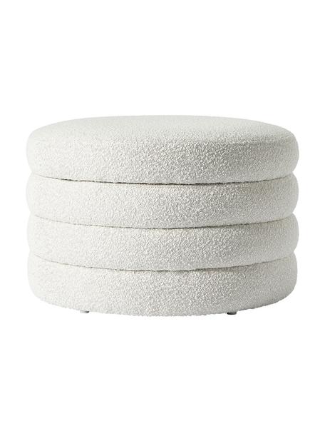 XL bouclé taburet s úložným prostorem Alto, Krémově bílá, Ø 69 cm, V 44 cm