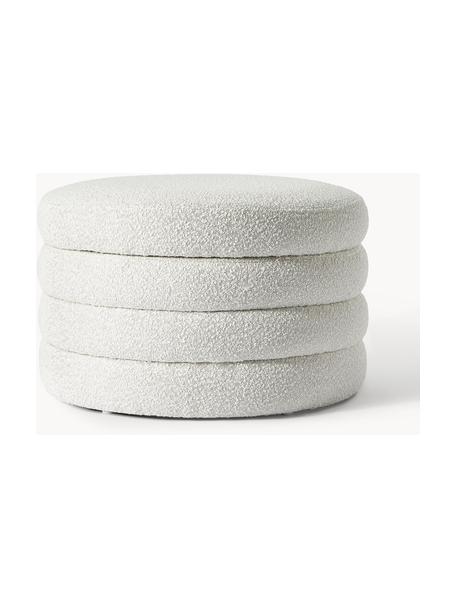 Puf bouclé XL z miejscem do przechowywania Alto, Tapicerka: bouclé (100% poliester) D, Stelaż: lite drewno sosnowe, skle, Kremowobiały bouclé, Ø 69 x W 44 cm