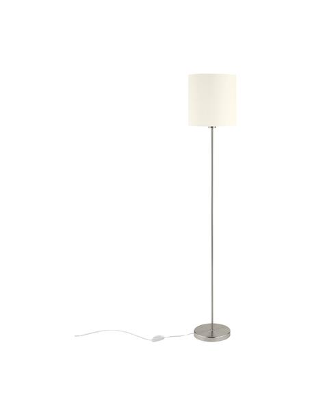 Stehlampe Mick in Weiß-Silber, Lampenschirm: Textil, Lampenfuß: Metall, vernickelt, Weiß,Silberfarben, Ø 28 x H 158 cm