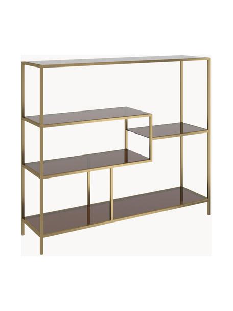 Metalen wandrek Loft, Frame: gepoedercoat metaal, Plank: veiligheidsglas, geverfd, Goudkleurig, bruin, B 115 cm x H 100 cm