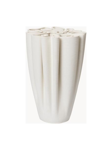 Vase Dedali aus Steinzeug, H 25 cm, Steinzeug, Off White, Ø 17 x H 25 cm