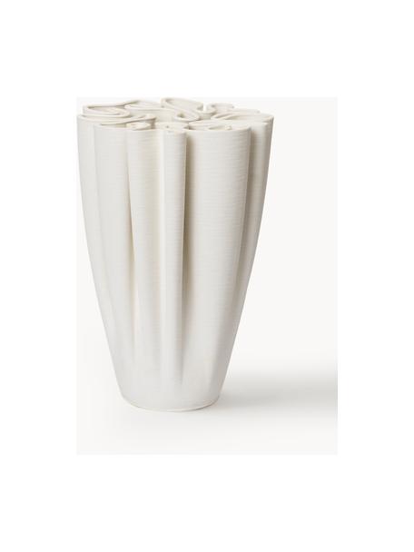 Vase Dedali aus Steinzeug, H 25 cm, Steinzeug, Off White, Ø 17 x H 25 cm