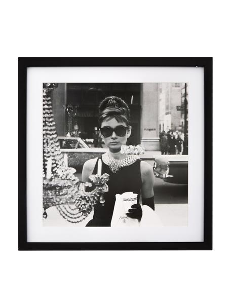 Impression numérique encadrée Hepburn, Noir, blanc, larg. 40 x haut. 40 cm