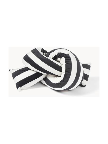 Cojín nudo de terciopelo a rayas Knot, con relleno, Funda: terciopelo (100% poliéste, Negro, Off White, An 145 x L 33 cm