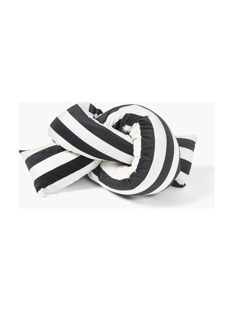 Coussin décoratif en velours rayé Knot, Noir, blanc cassé, larg. 145 x long. 33 cm