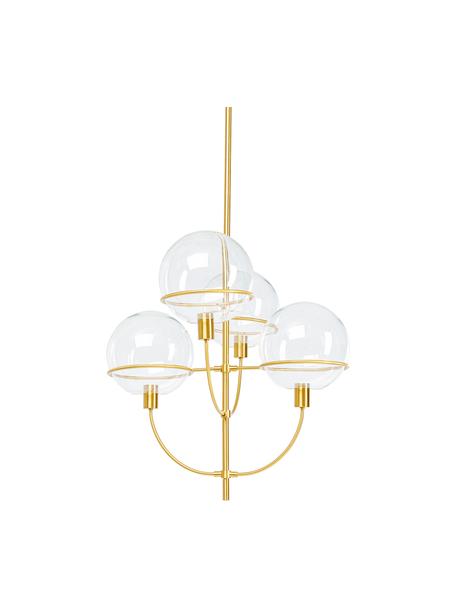 Grote hanglamp Lantern, Baldakijn: gecoat metaal, Transparant, goudkleurig, Ø 68 x H 120 cm