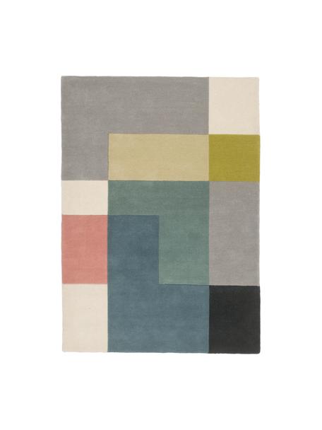 Alfombra artesanal de lana de diseño Tetris, 100% lana

Las alfombras de lana se pueden aflojar durante las primeras semanas de uso, la pelusa se reduce con el uso diario., Multicolor, An 140 x L 200 cm (Tamaño S)