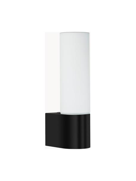 Wandlamp Cosenza met geïntegreerde stopcontact, Lampenkap: opaalglas, Zwart, wit, B 6 x D 10 cm