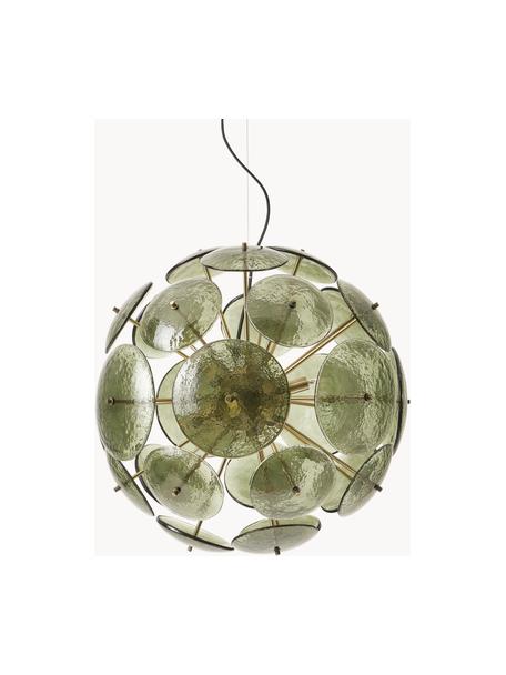 Suspension de verre Mireille, Vert olive, doré, larg. 55 x haut. 55 cm