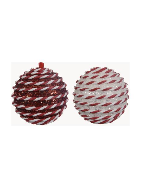 Kerstballen Pop, set van 12, Schuimstof, Rood, wit, Ø 8 cm