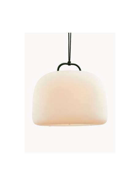 Mobiel outdoor LED hanglamp Kettle, dimbaar, Lamp: kunststof, Crèmewit, donkergroen, Ø 36 x H 31 cm