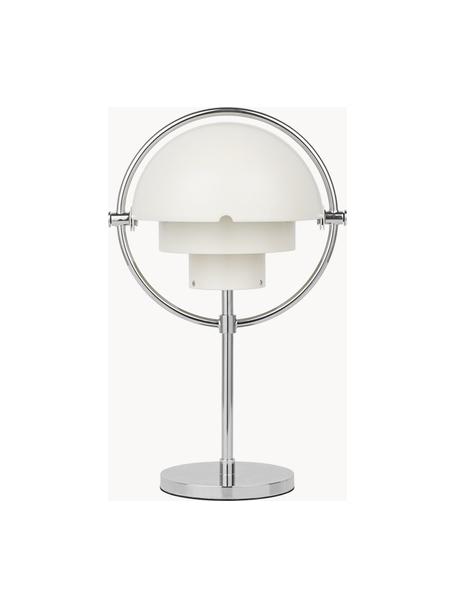 Lampada da tavolo portatile con luce regolabile Multi-Lite, orientabile, Alluminio rivestito, Bianco opaco, argentato lucido, Ø 15 x Alt. 30 cm