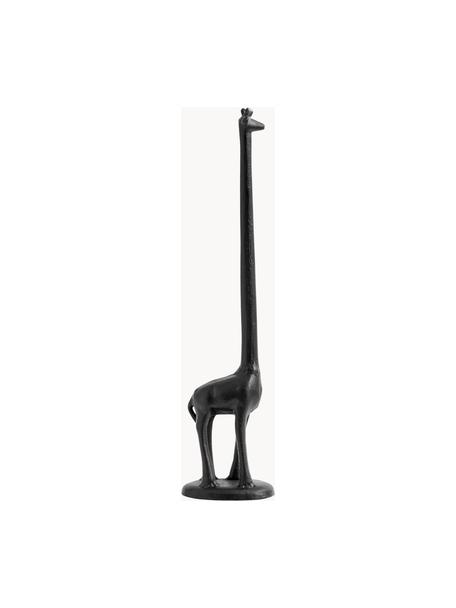 Kovový stojan na kuchyňské role ve tvaru žirafy Wild Life, Lakovaný kov, Černá, Š 11 cm, V 46 cm