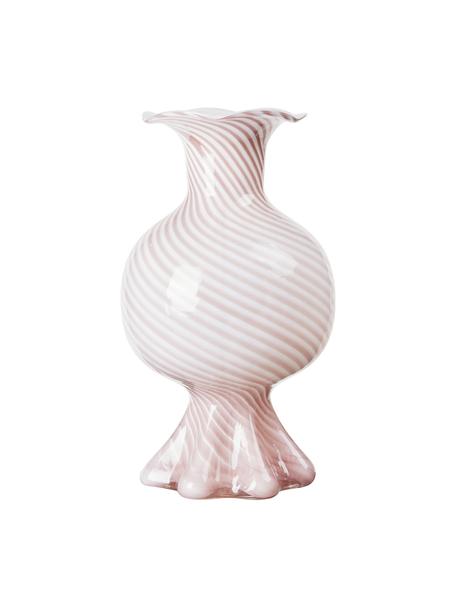 Vaso in vetro soffiato Mella, Vetro soffiato, Rosa chiaro, bianco, Ø 18 x Alt. 30 cm
