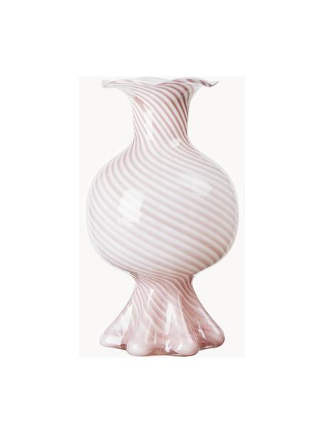 Mundgeblasene Glas-Vase Mella, Glas, mundgeblasen, Hellrosa, Weiß, Ø 18 x H 30 cm