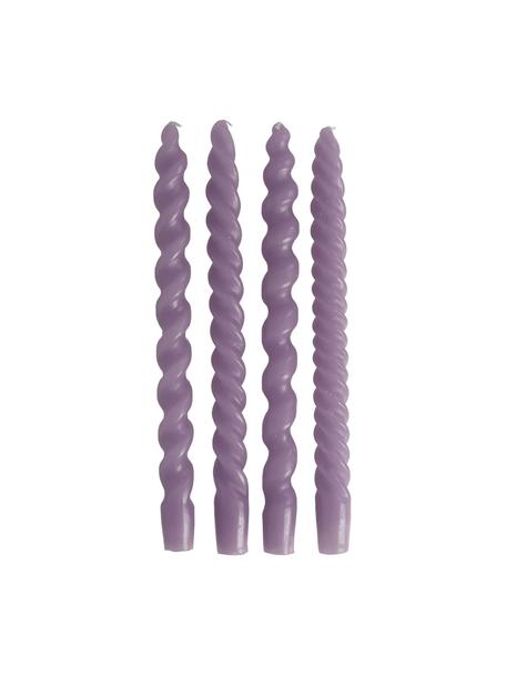 Steekkaarsen Spiral, 4 stuks, Was, Lila, Ø 2,5 x H 31 cm
