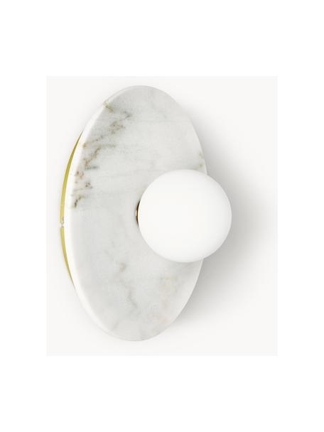 Aplique / Plafón de mármol Cehlani, Pantalla: vidrio opalino, Anclaje: mármol, Mármol blanco, Ø 28 x Al 16 cm