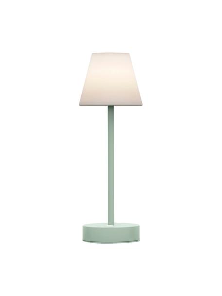 Lámpara de mesa LED para exterior regulable y táctil Lola, portátil, Pantalla: polipropileno, Blanco, menta, Ø 11 x Al 32 cm
