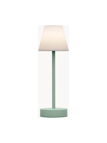 Lampada da tavolo portatile a LED dimmerabile da esterno con funzione touch Lola, Paralume: polipropilene, Base della lampada: metallo rivestito, Bianco, menta, Ø 11 x Alt. 32 cm