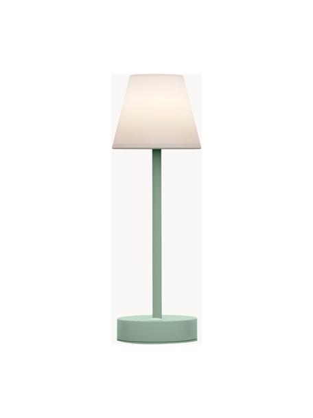 Lámpara de mesa LED para exterior regulable y táctil Lola, portátil, Pantalla: polipropileno, Blanco, verde menta, Ø 11 x Al 32 cm