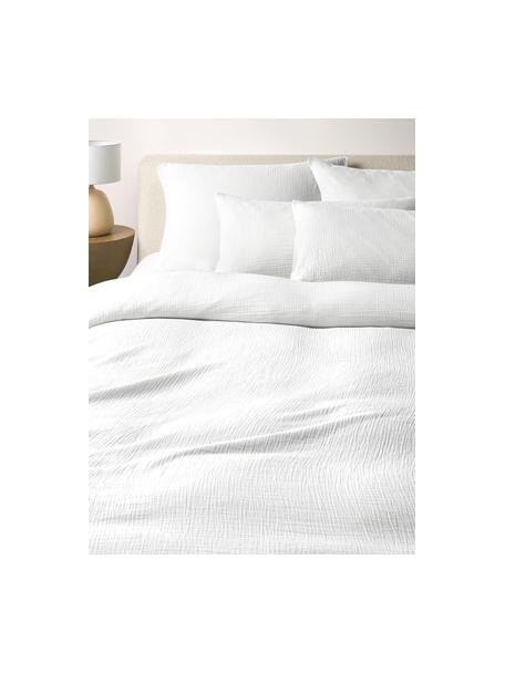 Funda nórdica muselina de algodón Odile, Blanco, Cama 90 cm (155 x 220 cm)