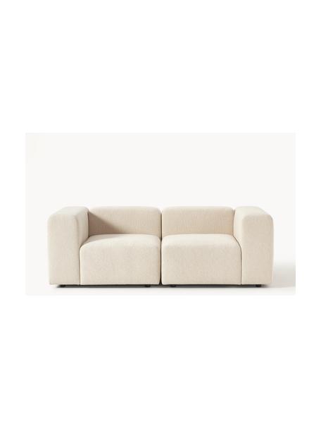 Sofa modułowa bouclé Lena (3-osobowa), Tapicerka: bouclé (93% poliester, 6%, Stelaż: drewno sosnowe, sklejka, , Nogi: tworzywo sztuczne, Jasny beżowy bouclé, S 209 x G 106 cm