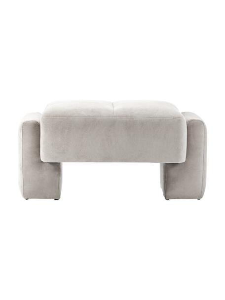 Sgabello da divano in tessuto grigio chiaro Bobi, Rivestimento: 88% poliestere, 12% nylon, Struttura: legno di pino massiccio, Tessuto grigio chiaro, Larg. 90 x Prof. 55 cm