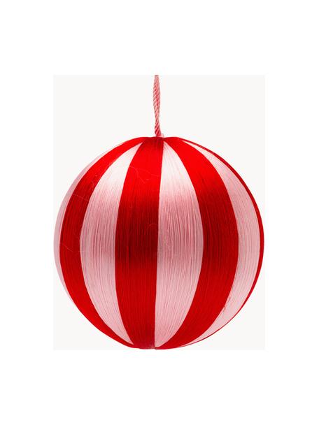 Große Weihnachtskugeln Corded, 2 Stück, Kunststoff, Hellrosa, Rot, Ø 15 cm
