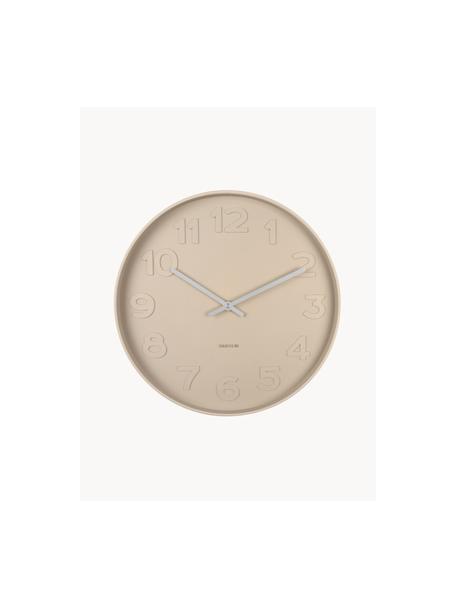 Reloj de pared Mr. Brown, Metal recubierto, Beige claro, Ø 38 x F 6 cm