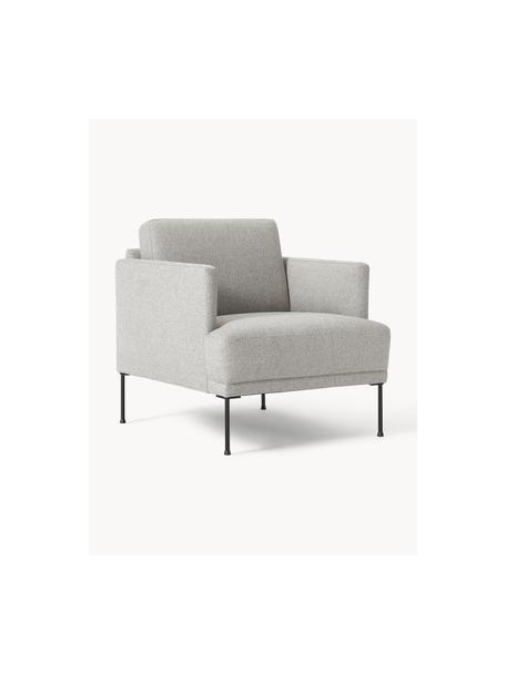 Sessel Fluente, Bezug: 80% Polyester, 20% Ramie , Gestell: Massives Kiefernholz, FSC, Beine: Metall, pulverbeschichtet, Webstoff Hellgrau, B 74 x T 85 cm