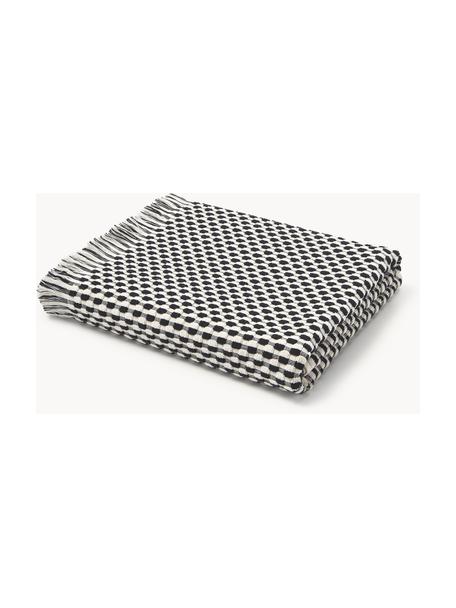 Handdoek Juniper met hoog-laag structuur, in verschillende formaten, Gebroken wit, zwart, Badhanddoek, B 100 x L 150 cm
