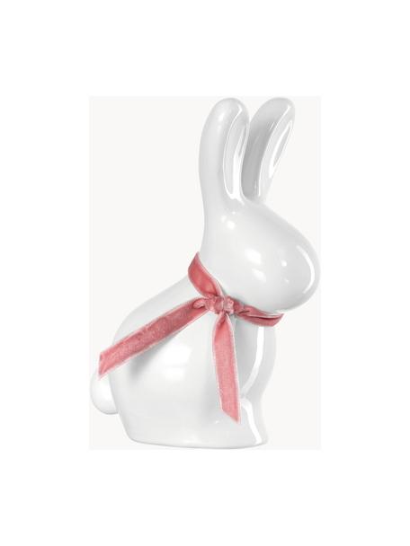 Figuras decorativas conejos de porcelana Pesaro, 2 uds., Porcelana, Blanco, rosa, An 11 x Al 15 cm