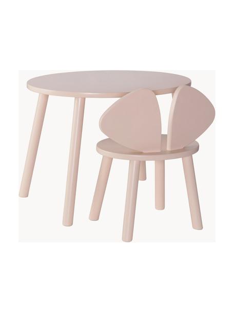 Table pour enfants avec chaise pour enfants en bouleau Mouse, 2 pièces, Rose pâle, Lot de différentes tailles