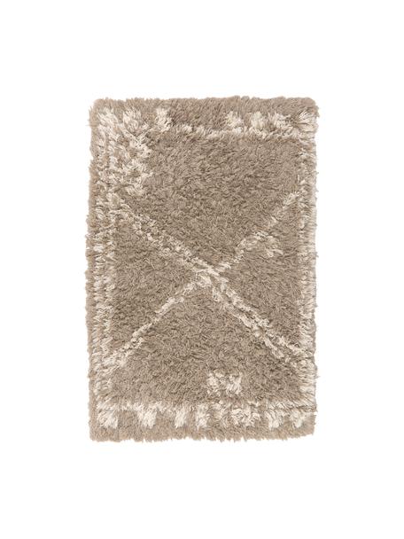 Hochflor-Teppich Beni aus Baumwolle in Beige, 100% Baumwolle, Beige, Weiss, B 60 x L 90 cm (Grösse XXS)