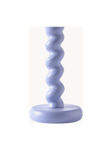 Handgefertigter Metall-Kerzenhalter Twister, Metall, beschichtet, Hellblau, Ø 14 x H 24 cm