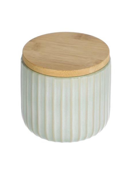 Opbergpot Itziar van keramiek in lichtgroen, verschillende formaten, Pot: keramiek, Deksel: hout, Lichtgroen, Ø 10 x H 8 cm, 400 ml