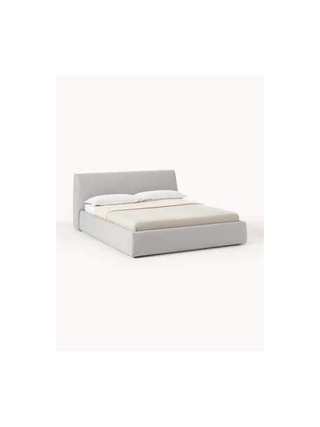 Cama tapizada Cloud, con espacio de almacenamiento, Tapizado: tejido finamente texturiz, Estructura: madera de pino maciza y m, Tejido gris claro, An 160 x L 200 cm