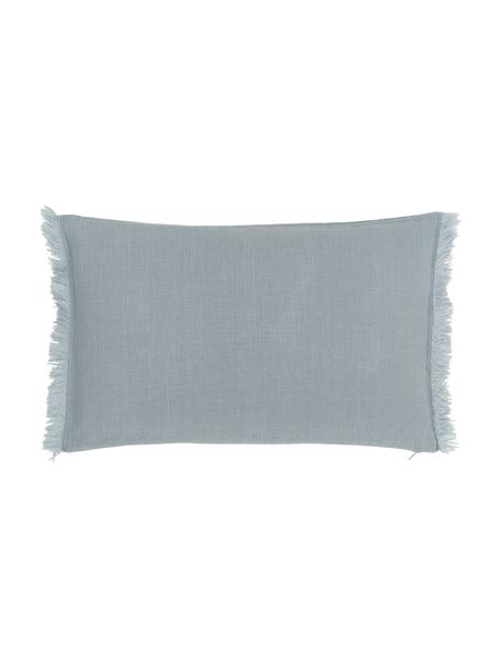 Poszewka na poduszkę z lnu z frędzlami Luana, 100% len, Jasny niebieski, S 30 x D 50 cm