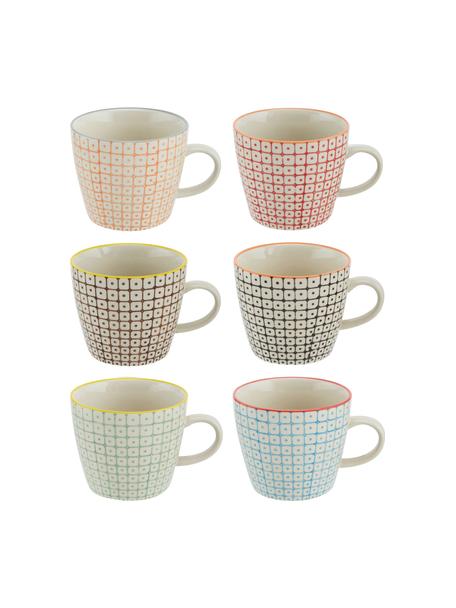 Set 6 tazze con motivo piccolo Carla, Gres, Multicolore, Ø 10 x Alt. 8 cm, 300 ml