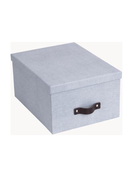 Caja Gustav, 2 uds., Caja: canvas, cartón rígido (10, Asa: cuero, Gris azulado, L 23 x An 30 cm