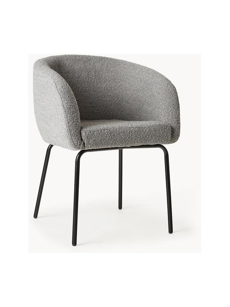 Chaises rembourrées en tissu bouclé Alani, 2 pièces, Tissu bouclé gris, noir, larg. 58 x haut. 78 cm