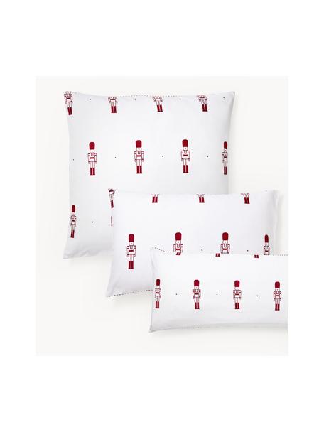 Dwustronna poszewka na poduszkę z flaneli Noan, Czerwony, biały, we wzór, S 40 x D 80 cm