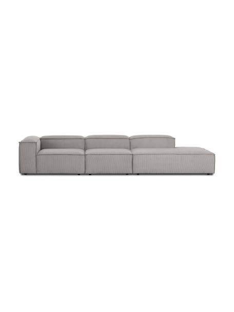 Modulare XL-Ottomane Lennon aus Cord, Bezug: Cord (92% Polyester, 8% P, Gestell: Massives Kiefernholz, FSC, Cord Grau, B 357 x T 119 cm, Rückenlehne rechts