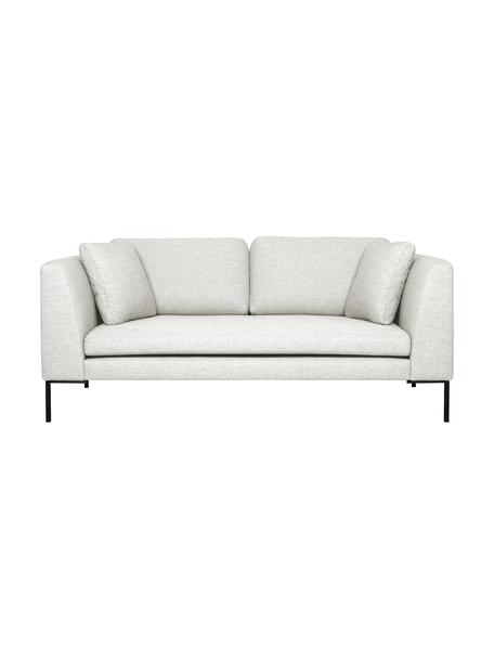 Divano 3 posti con piedini in metallo Emma, Rivestimento: poliestere 100.000 cicli , Struttura: legno di pino massiccio c, Piedini: metallo verniciato a polv, Tessuto bianco crema, Larg. 194 x Prof. 100 cm