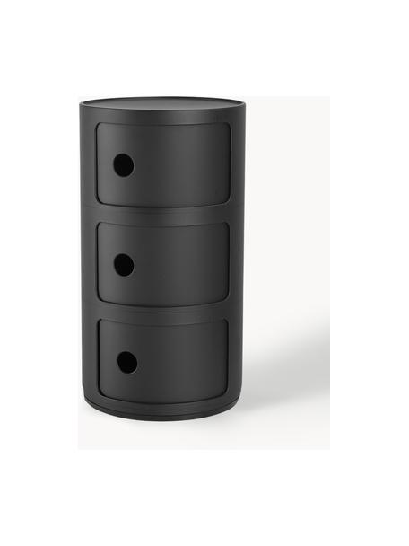 Design Container Componibili, 3 Elemente, Thermoplastisches Technopolymer aus recyceltem Industrieausschuss, Greenguard-zertifiziert, Schwarz, matt, Ø 32 x H 59 cm