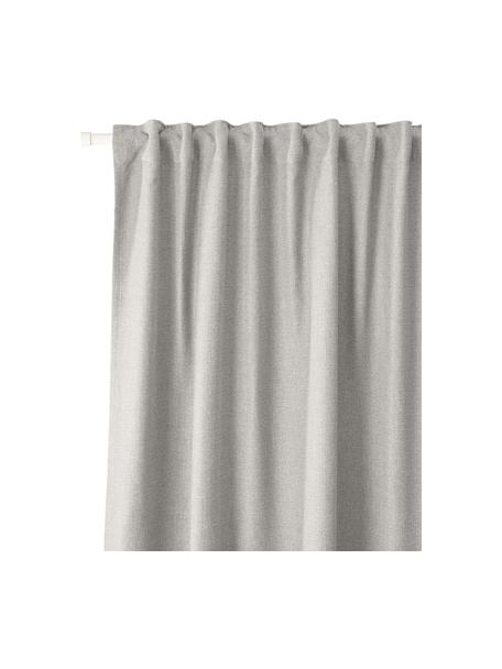 Rideau opaque avec ruflette multiple Jensen, 2 pièces, 95 % polyester, 5 % nylon, Gris clair, larg. 130 x long. 260 cm